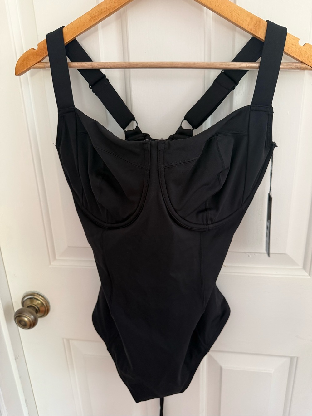 TA3-Supportive Black One-Piece Swimsuit with Underwire Cups